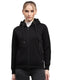 Women Black Solid Hooded Full Sleeve Sweatshirt