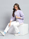 Women Purple Solid Mock Neck Full Sleeve Sweatshirt