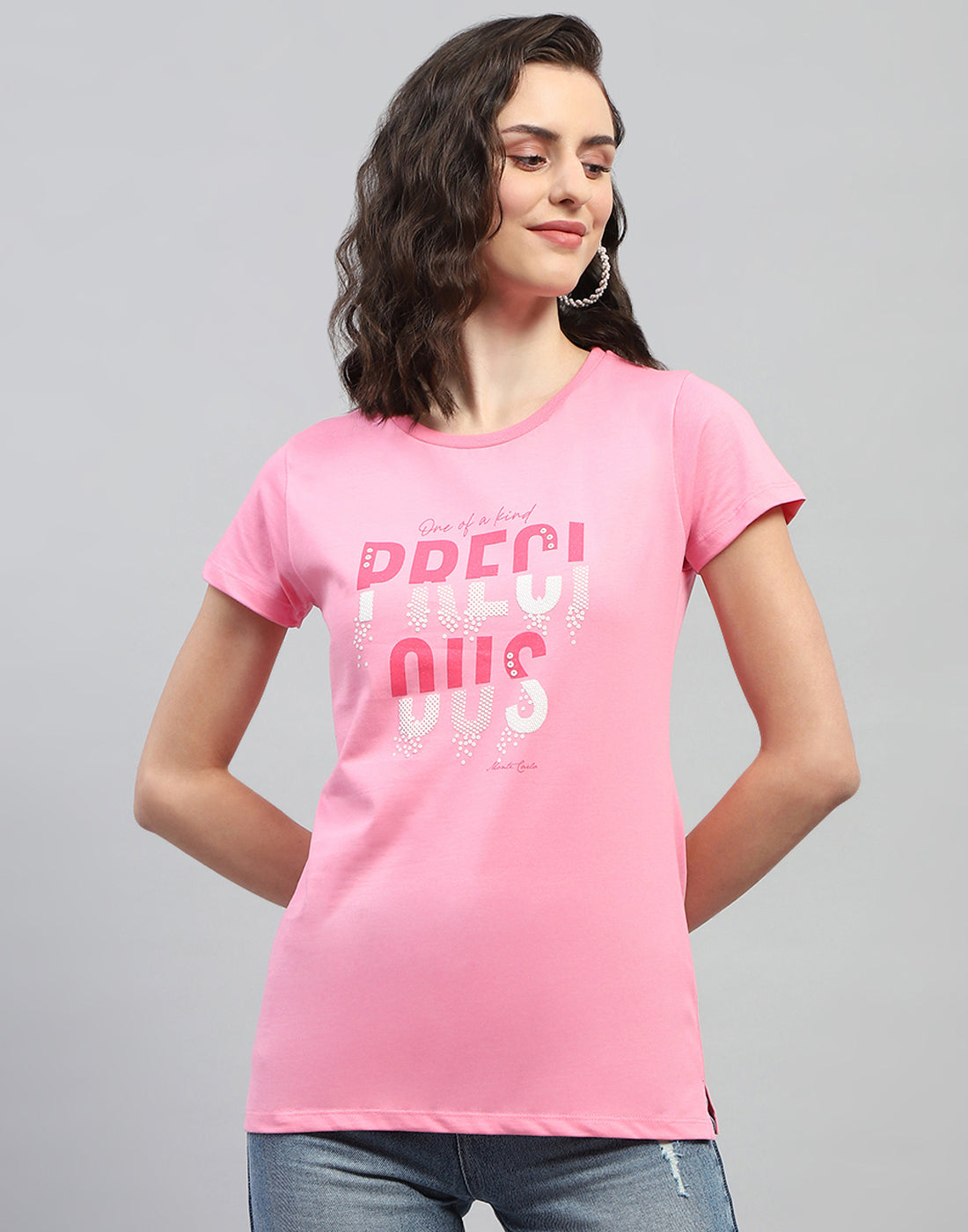 Women Navy Blue & Pink Printed Round Neck Half Sleeve Top (Pack of 2)