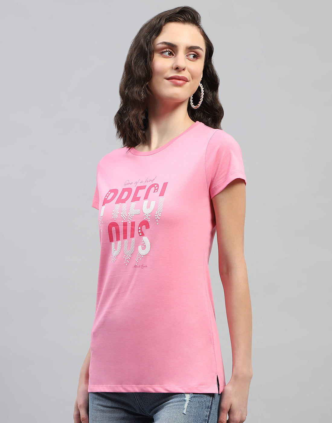 Women Navy Blue & Pink Printed Round Neck Half Sleeve Top (Pack of 2)