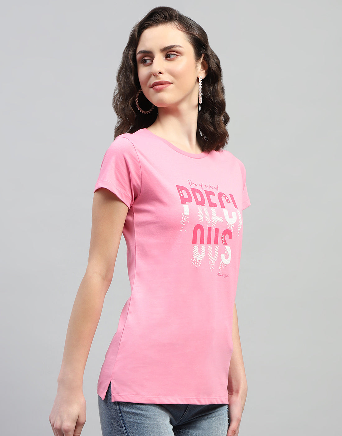 Women Navy Blue & Pink Printed Round Neck Half Sleeve Top (Pack of 2)