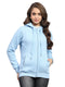 Women Blue Solid Hooded Full Sleeve Sweatshirt