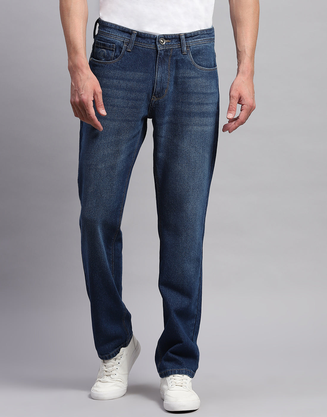 Men Blue Light Wash Regular Fit Denim