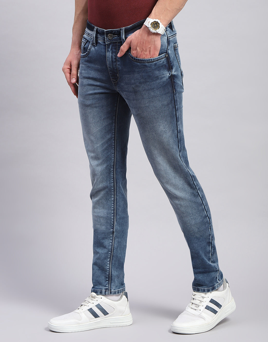 Men Blue Light Wash Skinny Fit Denim