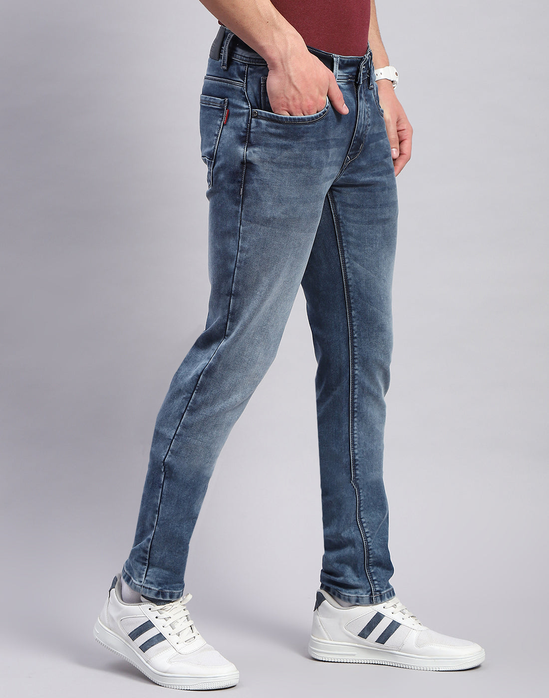 Men Blue Light Wash Skinny Fit Denim