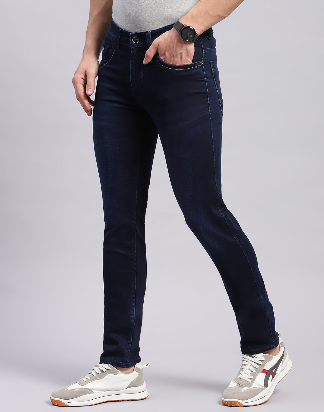 Men Blue Light Wash Skinny Fit Denim