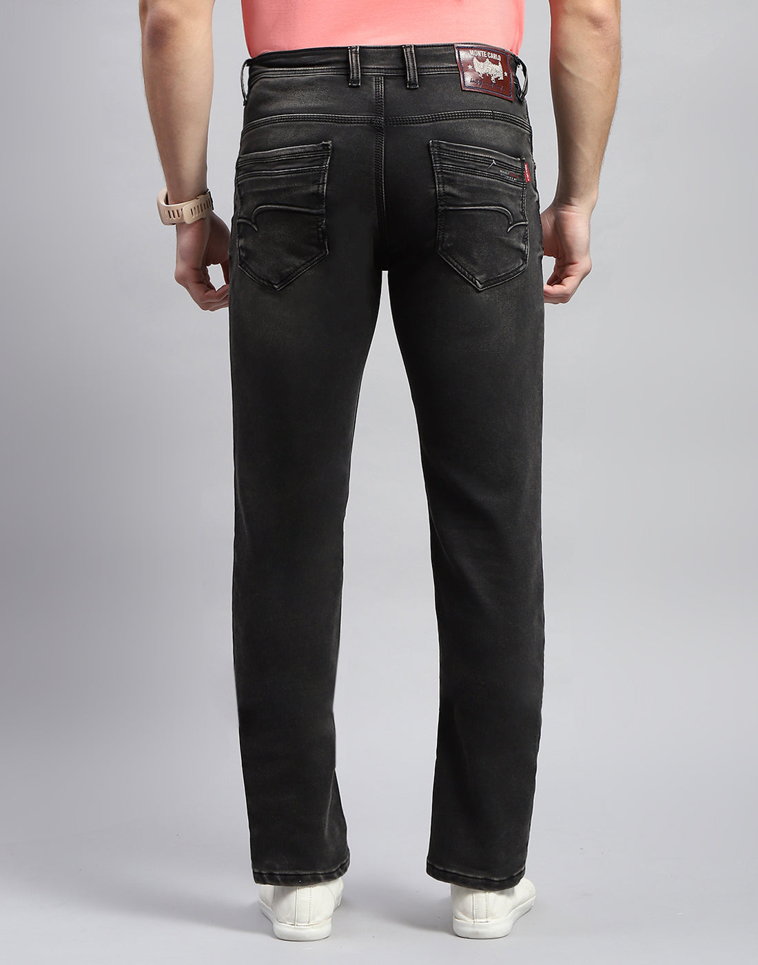 Men Grey Light Wash Narrow Fit Denim