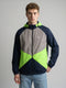 Rock.it Men Navy Blue Colourblocked Detachable Hood Full Sleeve Windcheater