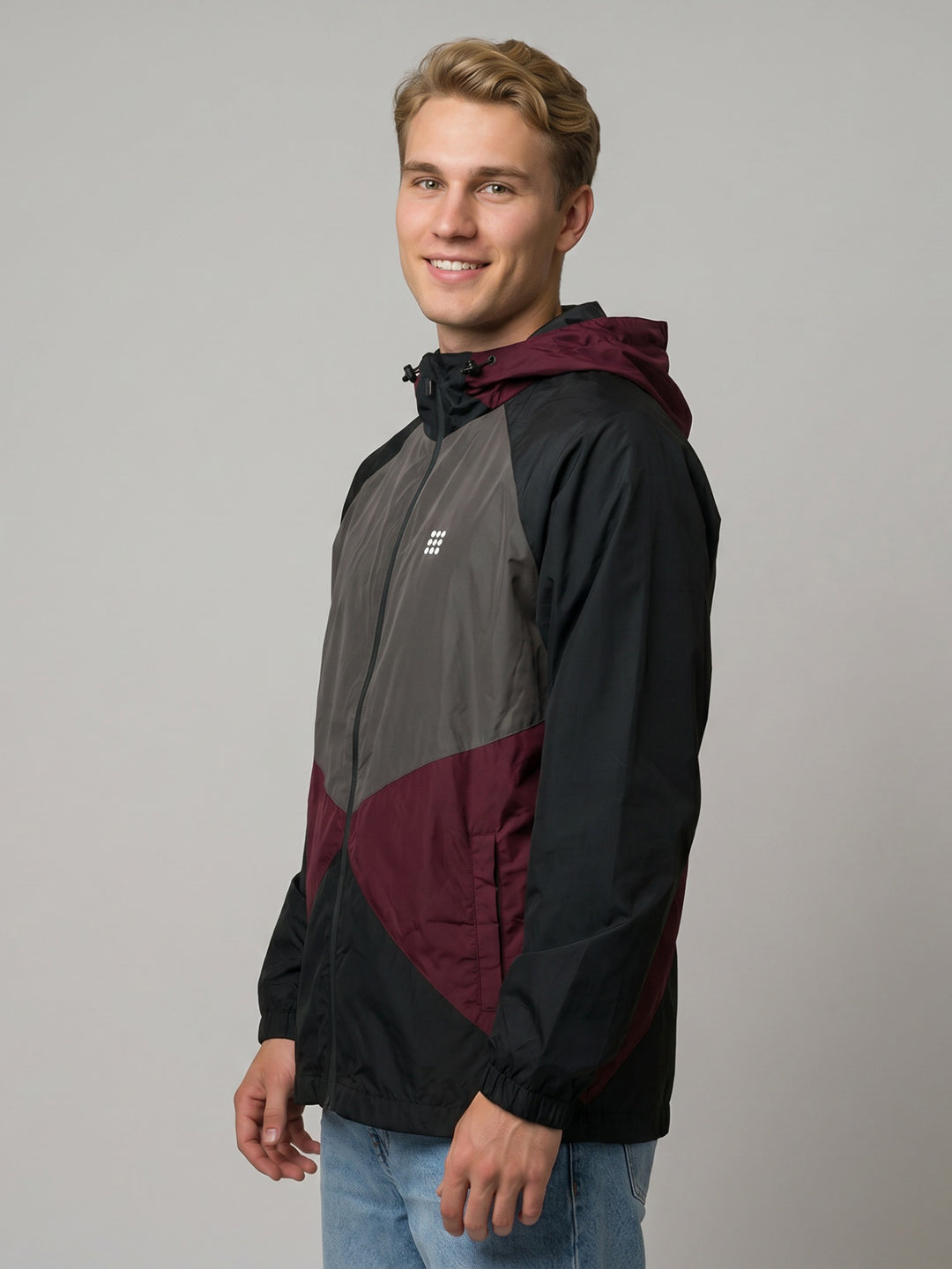 Rock.it Men Black Colourblocked Detachable Hood Full Sleeve Windcheater