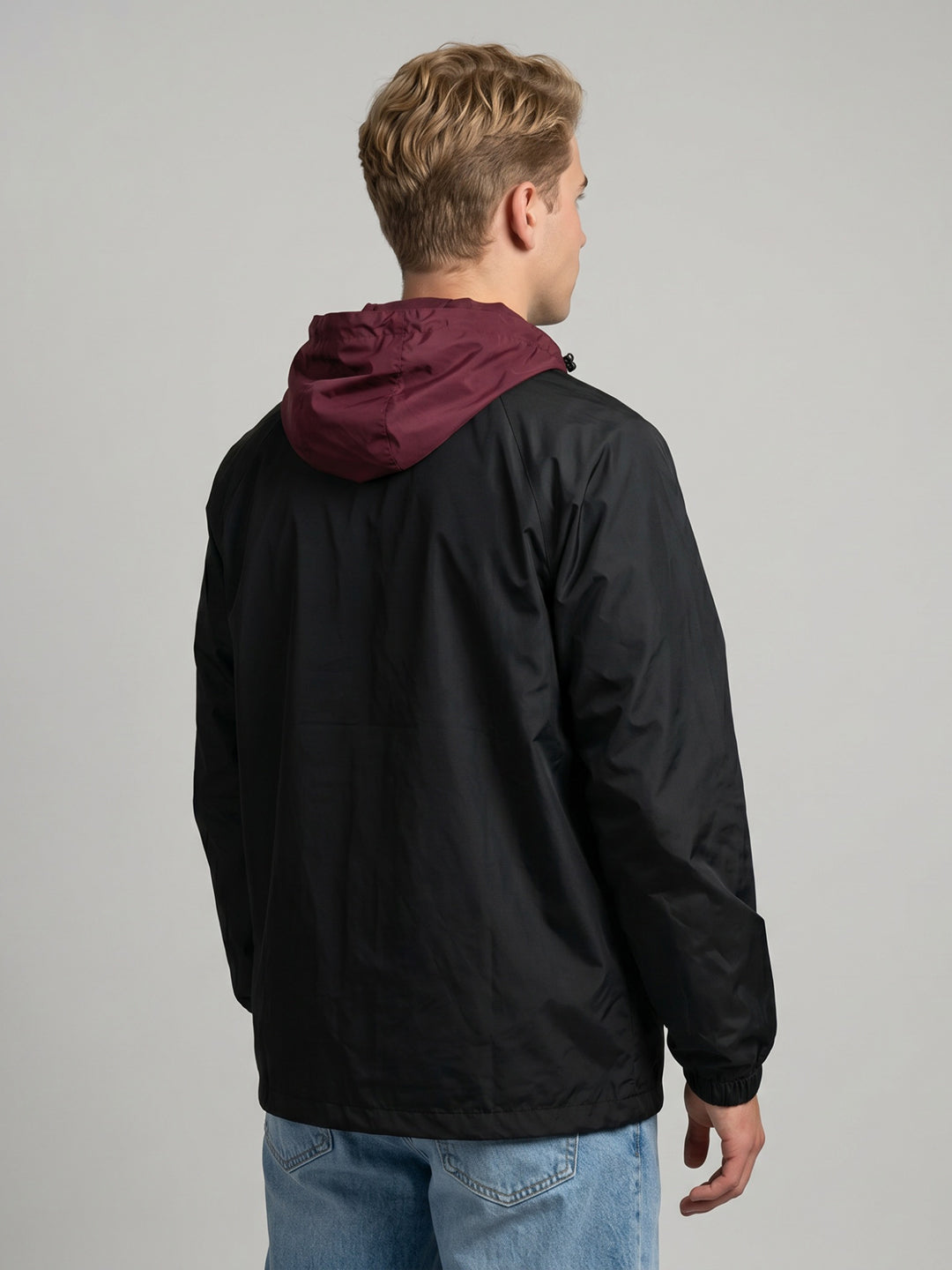 Rock.it Men Black Colourblocked Detachable Hood Full Sleeve Windcheater
