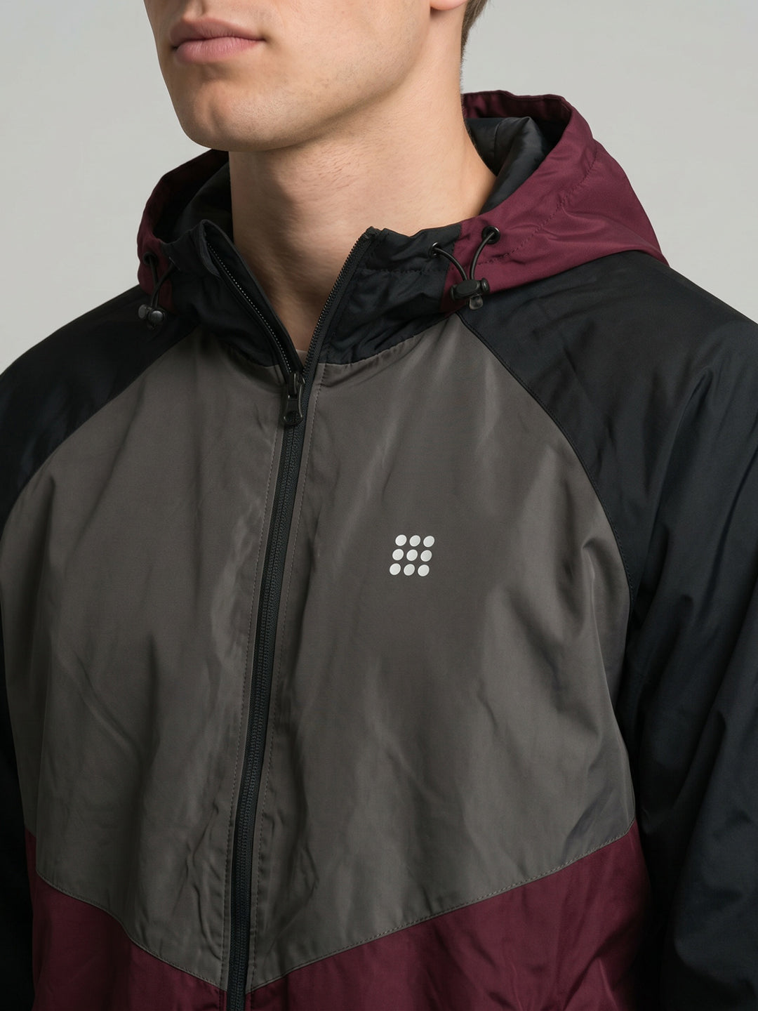 Rock.it Men Black Colourblocked Detachable Hood Full Sleeve Windcheater