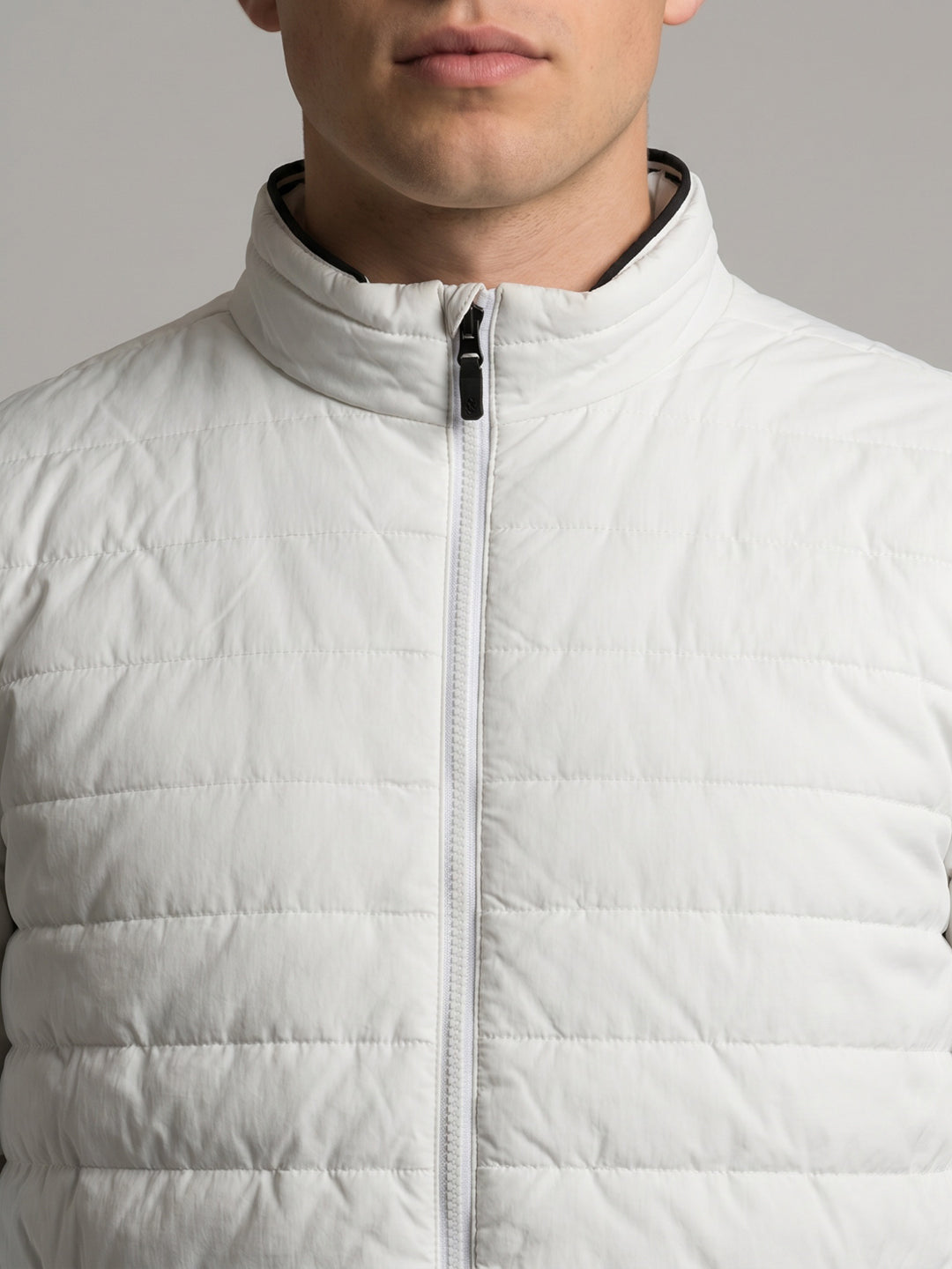 Rock.it Men White Solid Turtle Neck Full Sleeve Puffer Jacket
