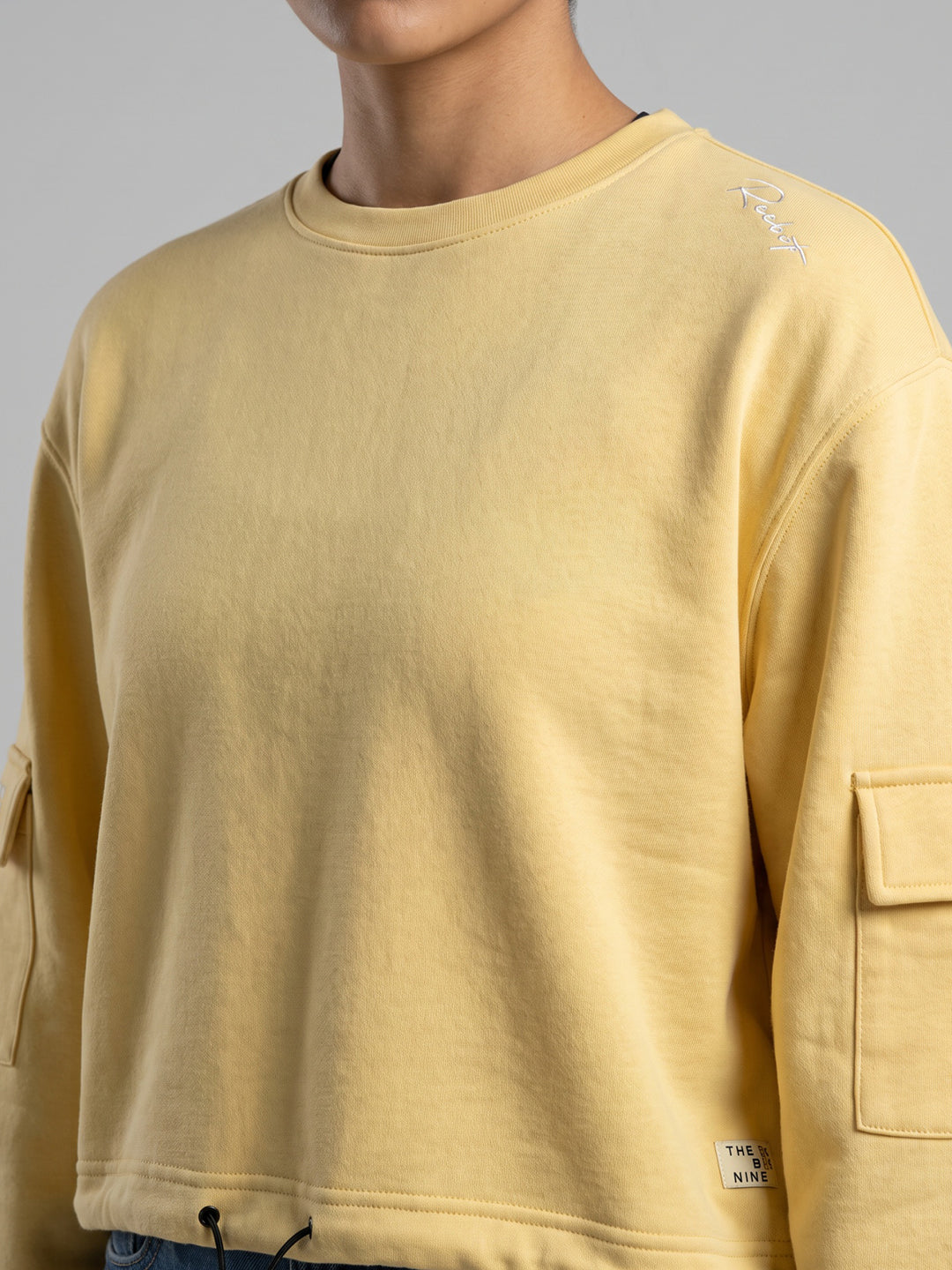 Rock.it Women Yellow Solid Round Neck Full Sleeve Sweatshirt
