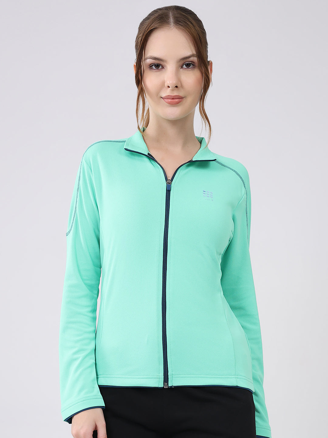 Rock.it Women Green Solid Collar Full Sleeve Top