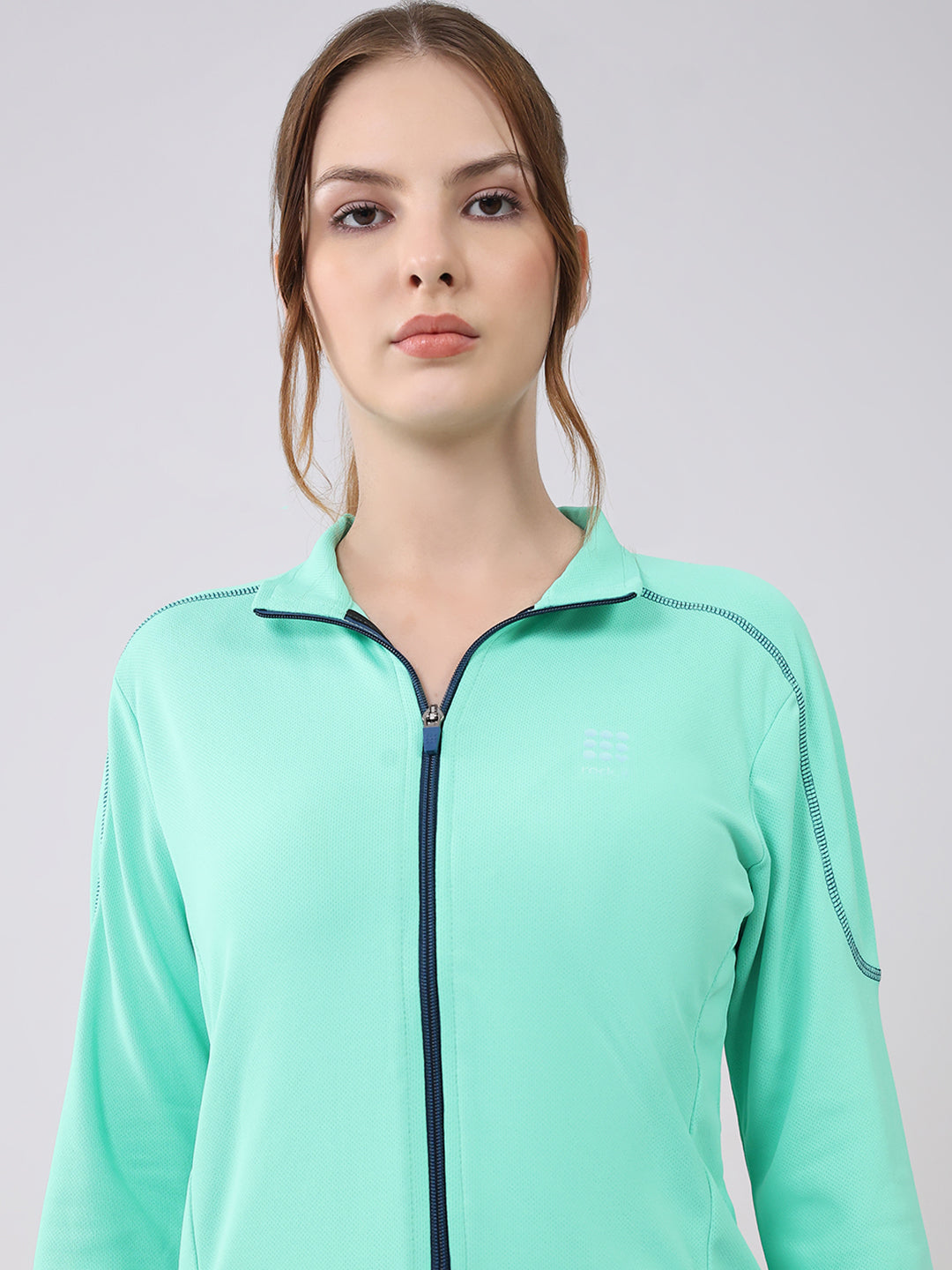 Rock.it Women Green Solid Collar Full Sleeve Top