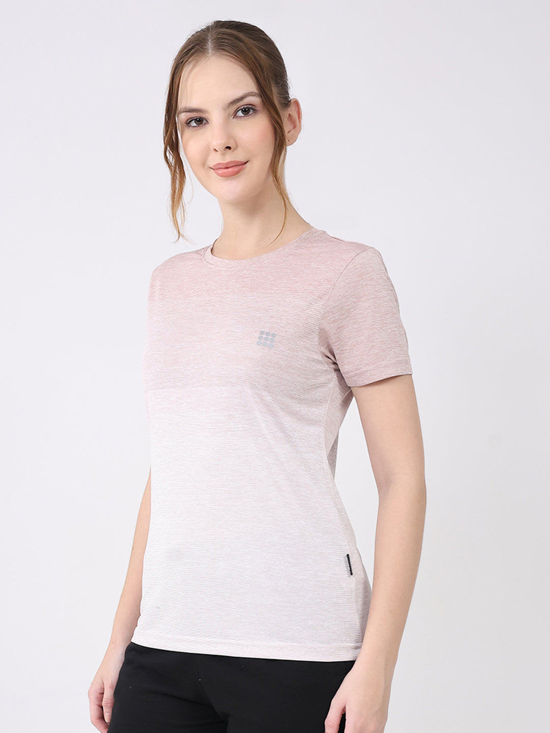 Rock.it Women Pink Solid Round Neck Half Sleeve Top