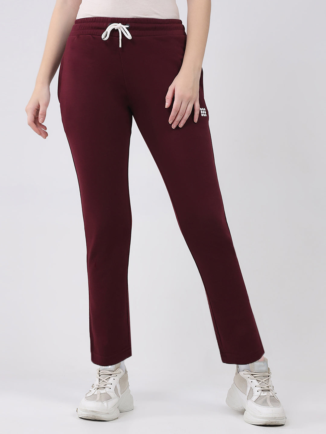 Rock.it Women Maroon Solid Slim Fit Lower