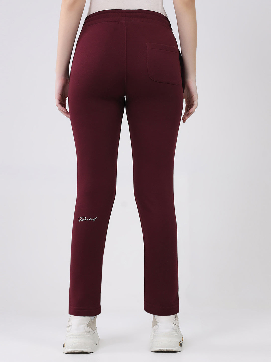 Rock.it Women Maroon Solid Slim Fit Lower