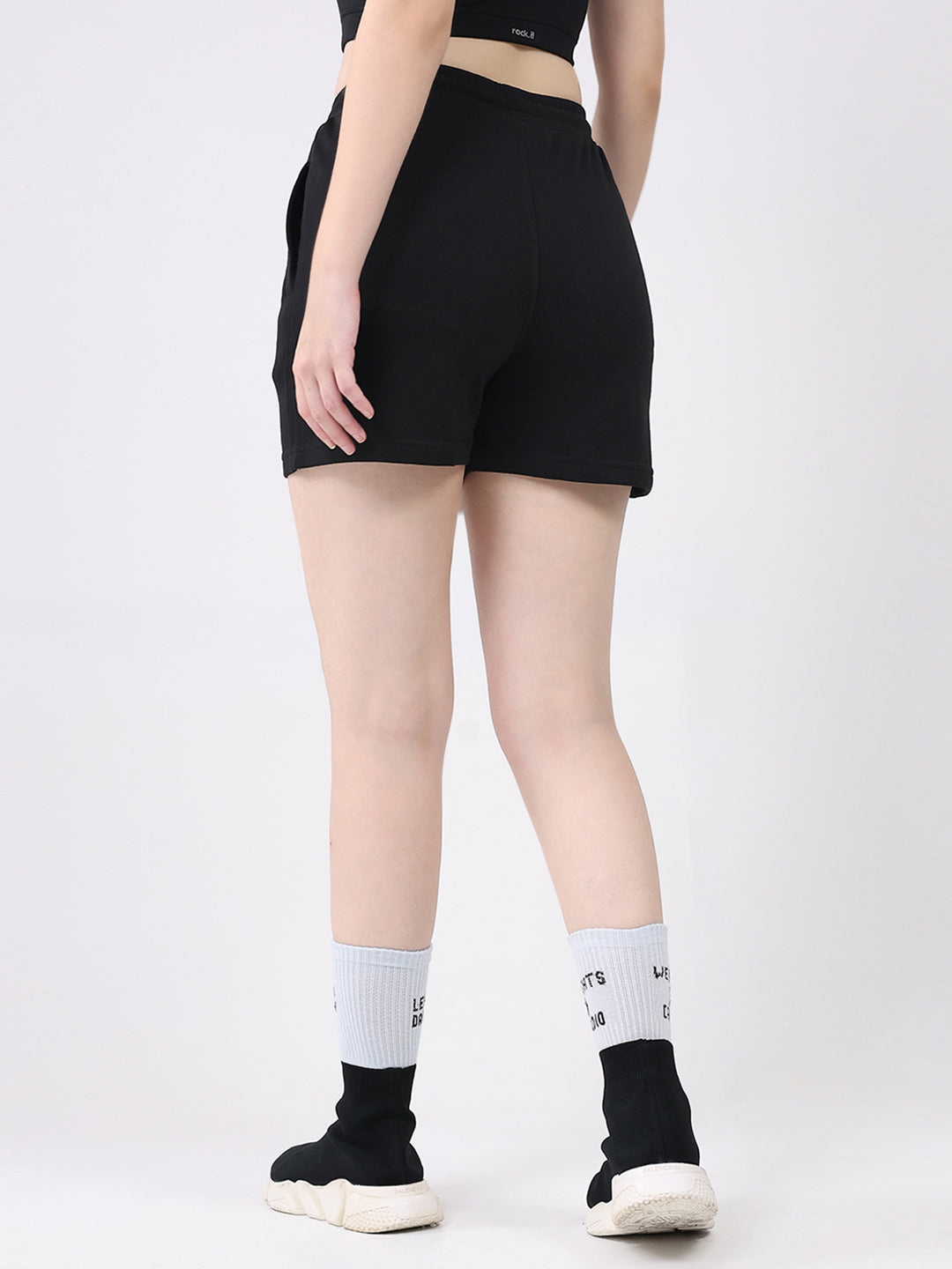 Rock.it Women Black Solid Regular Fit Shorts