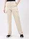 Rock.it Women Beige Solid Straight Fit Cargo