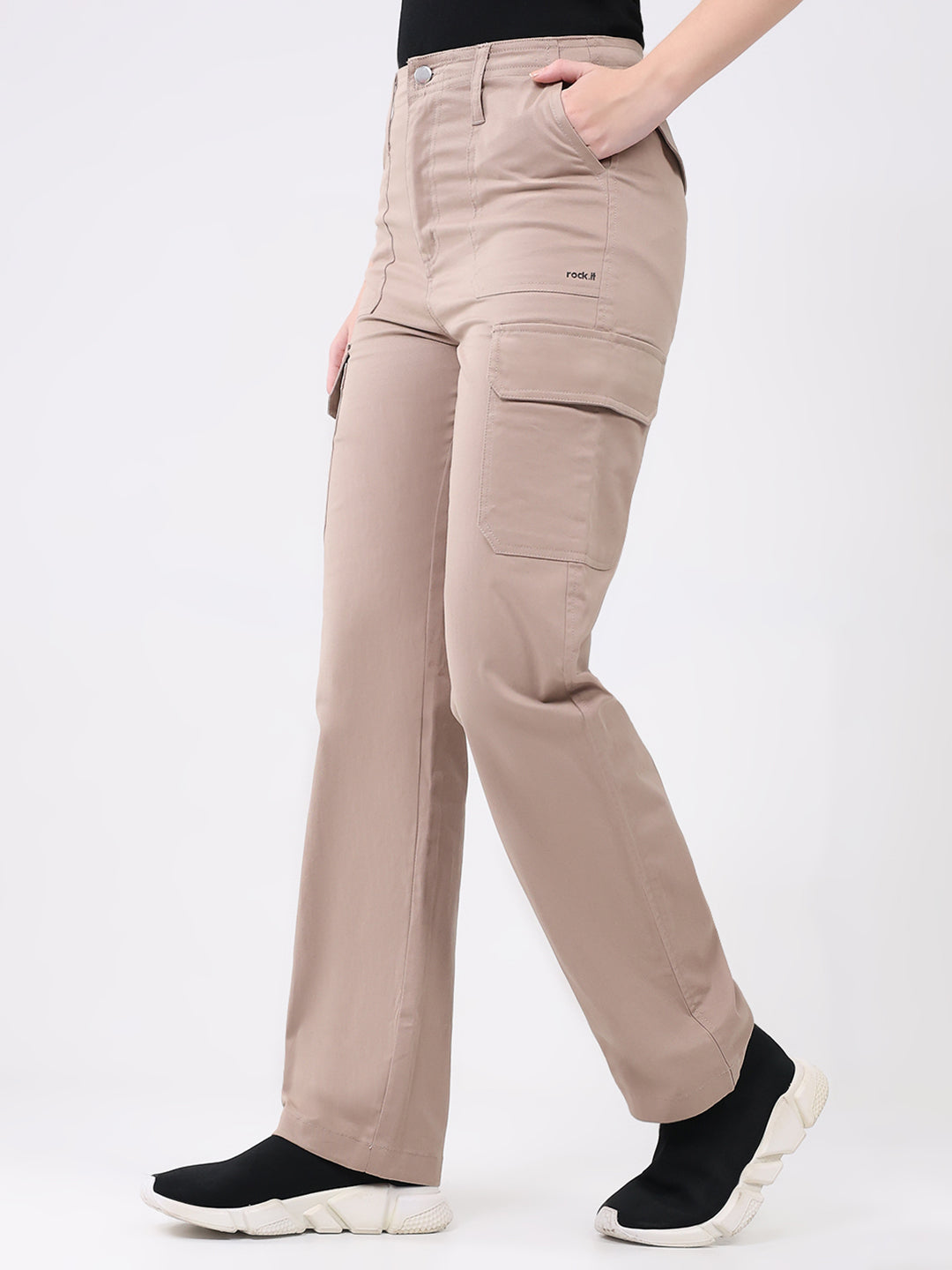 Rock.it Women Pink Solid Straight Fit Cargo