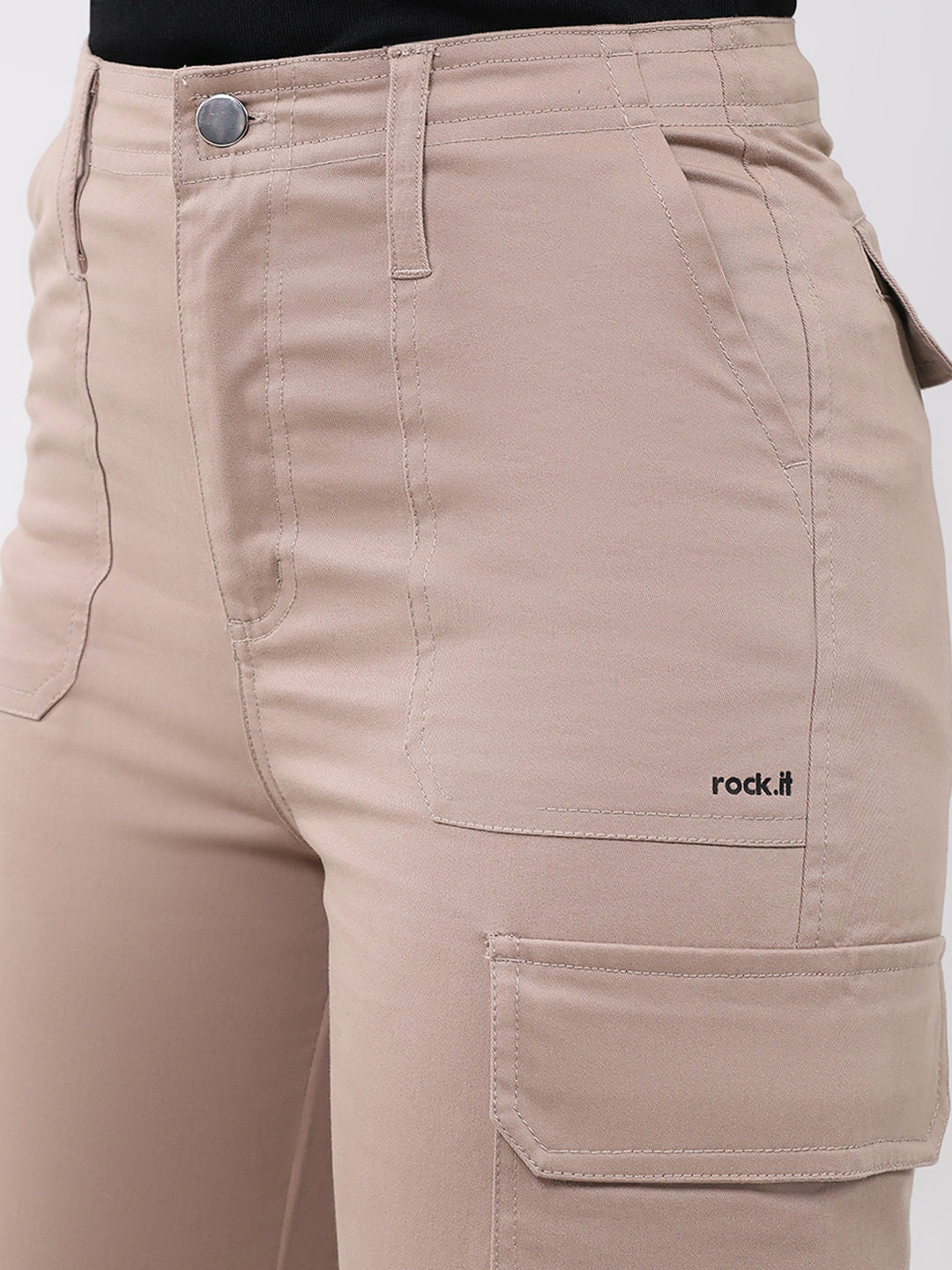Rock.it Women Pink Solid Straight Fit Cargo