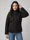 Women Black Solid Collar Full Sleeve Jacket