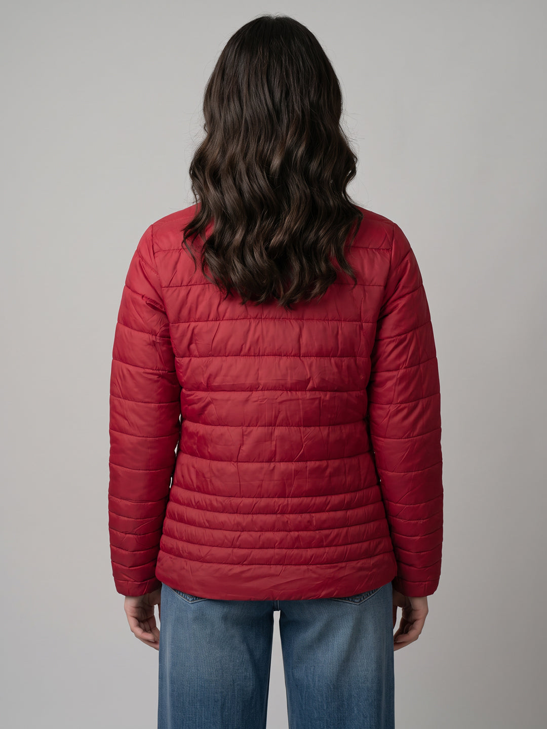 Women Blue & Red Solid Collar Full Sleeve Jacket