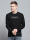 Men Black Printed Round Neck Full Sleeve Winter T-Shirt