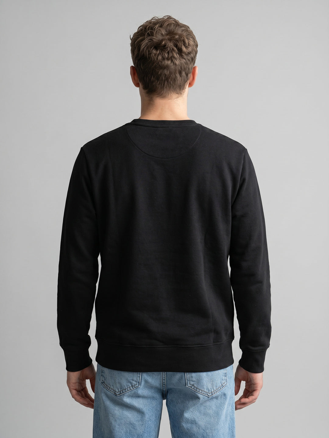 Men Black Printed Round Neck Full Sleeve Sweatshirt
