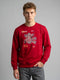 Men Red Printed Round Neck Full Sleeve Sweatshirt