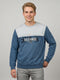 Men Blue Printed Round Neck Full Sleeve Sweatshirt
