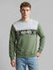 Men Green Printed Round Neck Full Sleeve Sweatshirt