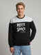 Men Black Printed Round Neck Full Sleeve Sweatshirt