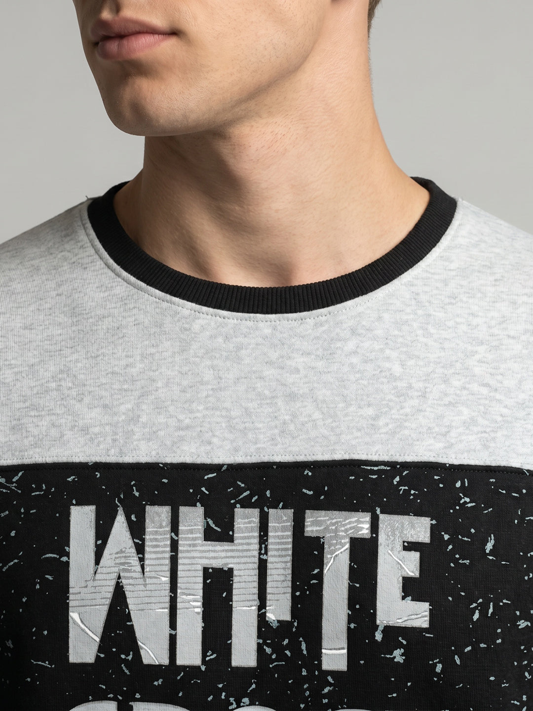 Men Black Printed Round Neck Full Sleeve Sweatshirt