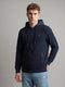 Men Navy Blue Corduroy Hooded Full Sleeve Sweatshirt