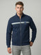 Men Blue Melange Solid Collar Full Sleeve Sweatshirt