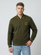 Men Olive Solid Mock Neck Full Sleeve Sweatshirt