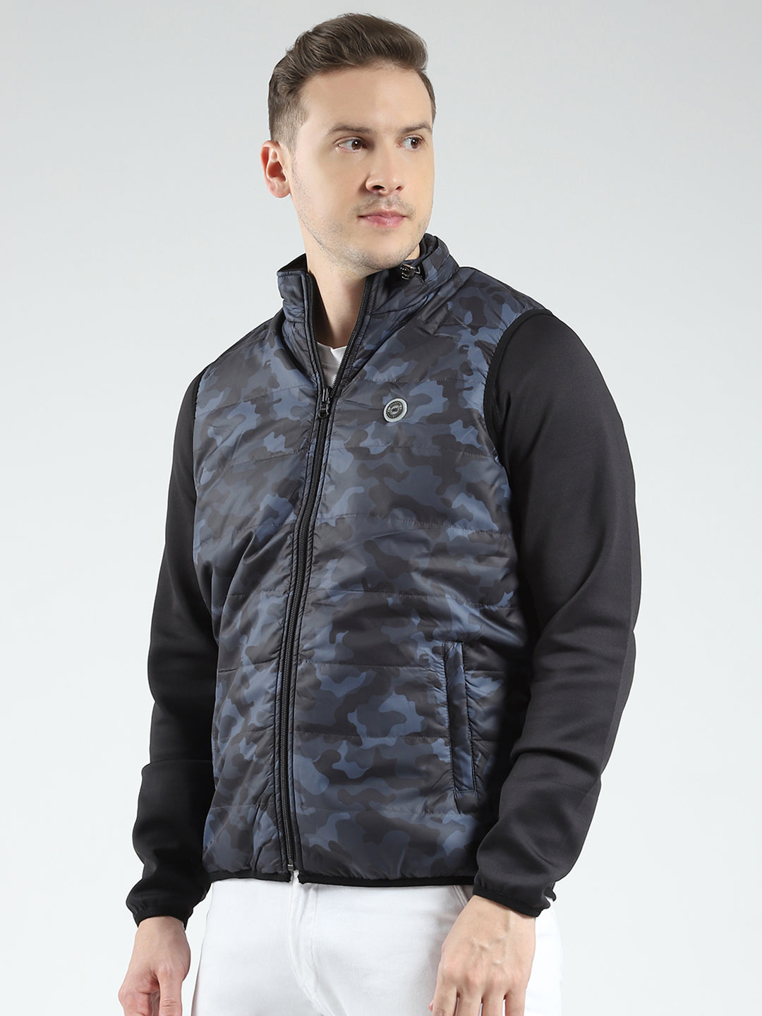 Men Black Solid Detachable Hood Full Sleeve Reversible Sweatshirt