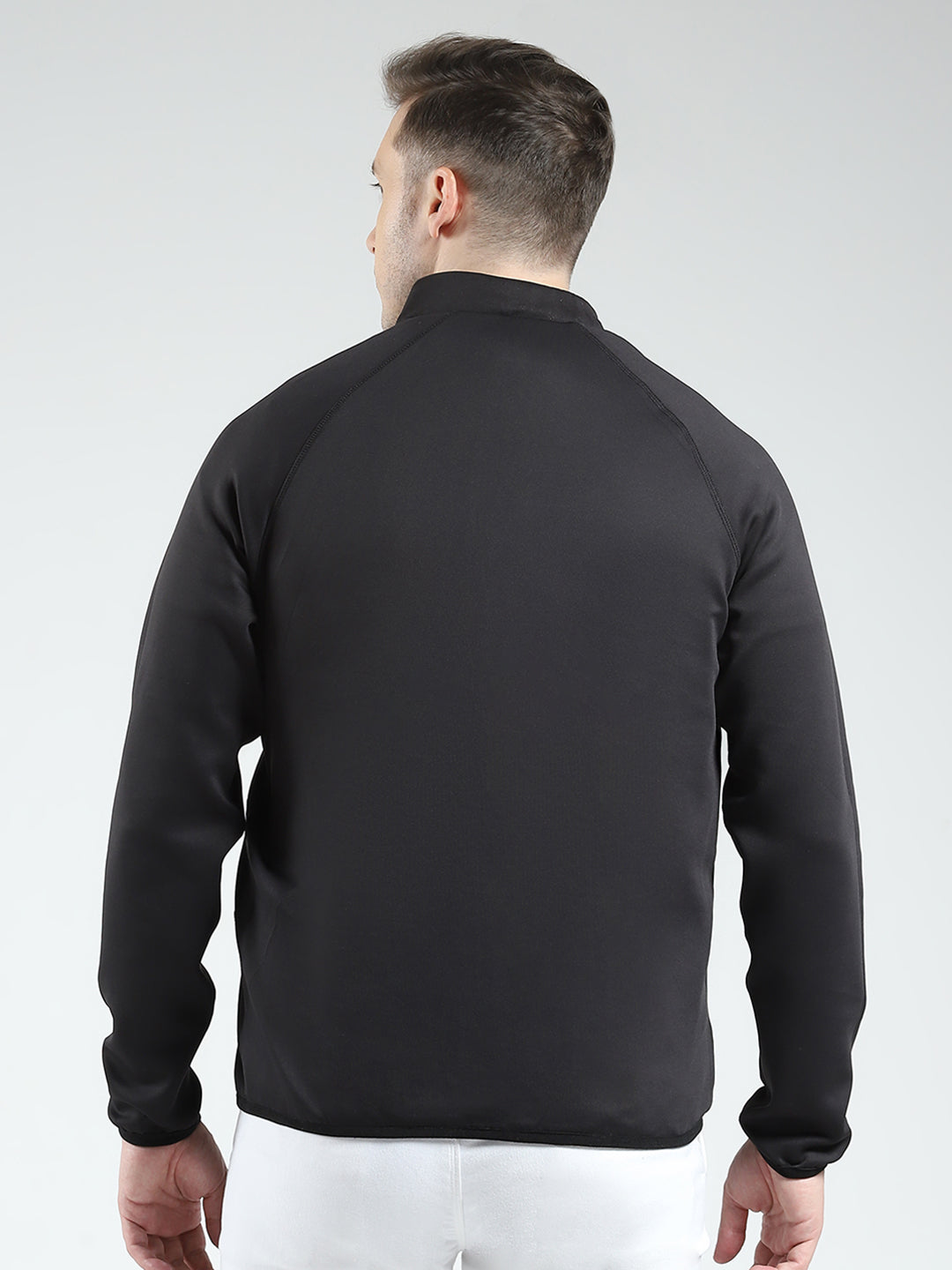 Men Black Solid Detachable Hood Full Sleeve Reversible Sweatshirt