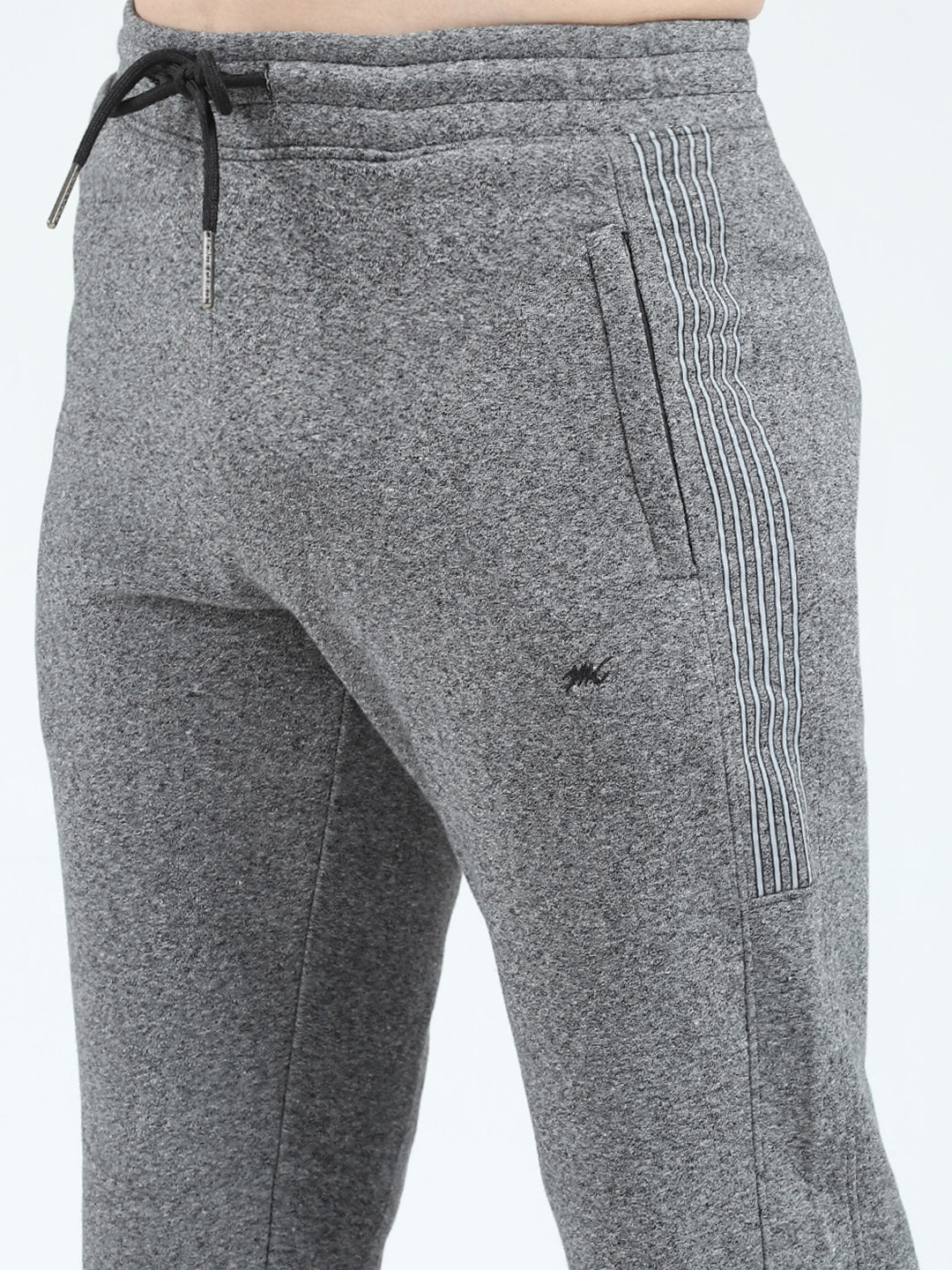 Men Charcoal Solid Mock Neck Full Sleeve Winter Tracksuit