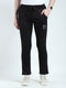 Men Black Self Design Regular Fit Winter Lower
