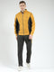 Men Mustard Solid Mock Neck Full Sleeve Winter Tracksuit