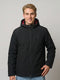 Men Black Solid Detachable Hood Full Sleeve Parka Jacket