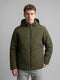 Men Olive Solid Detachable Hood Full Sleeve Parka Jacket
