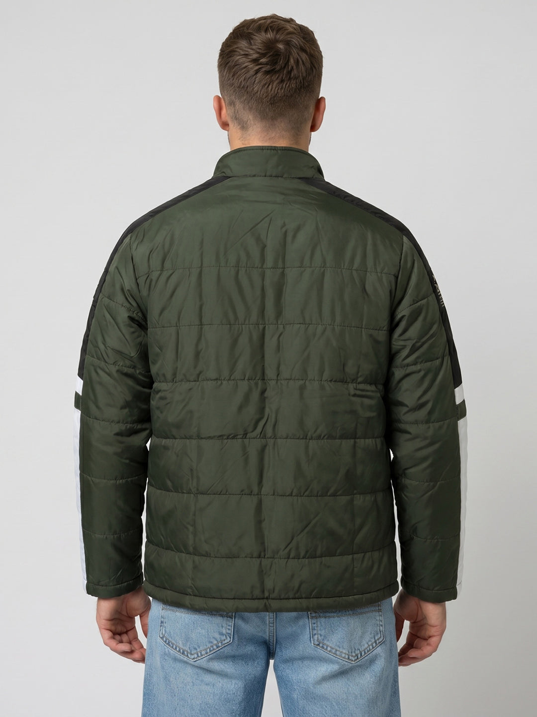 Men Black Solid Turtle Neck Full Sleeve Bomber Jacket