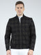 Men Brown Check Mock Neck Full Sleeve Coat