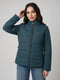 Women Teal Blue Solid Turtle Neck Full Sleeve Jacket