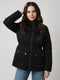 Women Black Solid Turtle Neck Full Sleeve Jacket