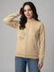 Women Yellow Printed Turtle Neck Full Sleeve Sweatshirt
